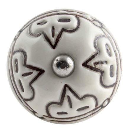 Cream Etched Floral Ceramic Wine Bottle Stopper